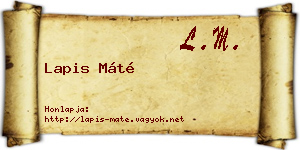 Lapis Máté névjegykártya